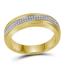 10kt Yellow Gold Mens Round Diamond Double Row Crossover Wedding Band 1/... - £446.83 GBP