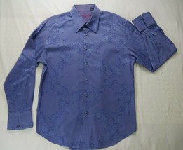 Robert Graham Blue Embroidered Floral Shirt Button Front Long Sleeve Men... - £33.22 GBP