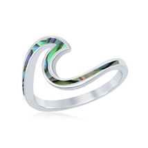 Sterling Silver Abalone Wave Design Ring - £26.57 GBP
