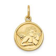 14K Yellow Gold Angel Charm Pendant Religious Jewerly 21mm x 13mm - £77.96 GBP