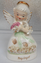 Napco Birthday May ANGEL Figurine Girl Spaghetti trin  A1365 flowers - $44.55