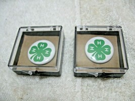 Pair/Two of Vintage Collectible NOS 4-H Metal Pin-Back Buttons In Plastic Cases! - £10.23 GBP