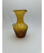 Amber Crackle Glass Pitcher Yellow Small Art Glass Vintage Small - €11,20 EUR