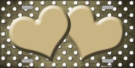 Gold White Small Dots Hearts Print Oil Rubbed Metal Novelty License Plate - $18.95