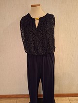Perceptions New York Size 12 Black Jumpsuit Lace top Hand Washable Poly ... - $19.79