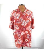 Reyn Spooner Men's Hawaiian Aloha Shirt L Red Beach Scenes Tencel Rayon Blend - $35.63
