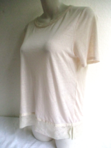 MAJE Paris Linen Blend Top Back has Sheer Lace Drape Crossover EUR 3 US ... - $28.49