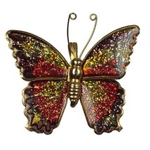 Vintage Enamel Butterfly Brooch Pin Multicolored Sparkling Double As A Pendant  - £5.44 GBP