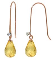 Galaxy Gold GG 14k Rose Gold Fish Hook Earrings with Diamonds and Citrines - $3,902.30 MXN