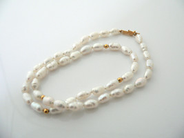 Pearl Necklace 14K Gold Bead Ball Strand Clasp Chain Pendant Choker Gift Love - £139.65 GBP
