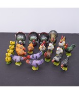 Lot 20+ Vintage Mini Ceramic Roosters Chickens Chicks Turkeys Farm Bird ... - £46.12 GBP