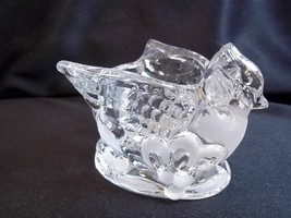 Gorham crystal Holiday Traditions frosted &amp; clear Cardinal votive candle holder - £7.27 GBP