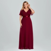 Plus Size Women Chiffon Evening Dress Ruffe Sleeve A Line Wedding Party Dresses  - £100.47 GBP