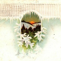 1916 Merry Christmas Embossed Postcard Winter Scene Ice Int&#39;l Art Pub.Co. - £5.56 GBP