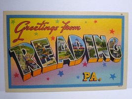 Greeting From Reading PA Letter Postcard Pennsylvania Linen Berkshire Unused  - £6.31 GBP