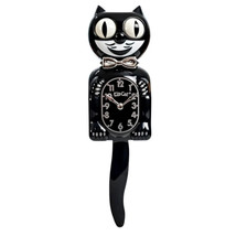 Retro Black Kitchen Edition Kit-Cat Klock Clock Chrome bow tie &amp; clock h... - $74.95