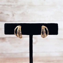 Vintage Clip On Earrings - Elegant Gold Tone Open Design 5/8&quot; - £9.86 GBP