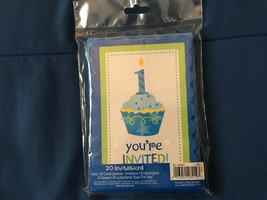 1 Pack of 20 Baby Boy 1st Birthday Invitations *NEW* x1 - £6.38 GBP