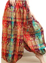 GREEN AND RED  ON SEDONA PRINT ATS REN FAIRE GYPSY PANTALOONS  - $89.09