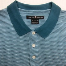 TIGER WOODS Green Geometric Polo Men&#39;s sz (xl) Golf Short Sleeve Lyocell Shirt - £19.52 GBP