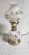 Vintage Hand Painted Rose Floral Electric Hurricane Gone With Wind Lamp Desk - £31.45 GBP