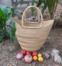 Harvest Basket, Straw Bag, Large Bolga Market Basket, Large Woven Basket  - $75.00