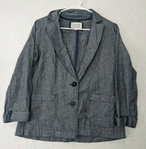 I Love H81 Womens Blazer Jacket Sz M Linen Blend Blue - £7.94 GBP