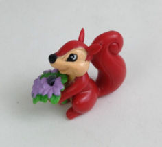 Cute Squirrel With Purple Floral Bouquet 1&quot; Collectible Toy Mini Figure - £3.08 GBP