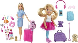 Barbie Traveler Doll - Travel Set with Pink Suitcase and Dog + Chelsea Let&#39;s Go - £215.02 GBP