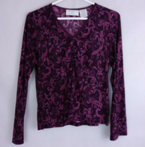 Worthington Petite Stretch Pink &amp; Purple Floral Paisley Blouse Size PM - $16.82