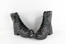 Vintage Grunge Goth EDM Womens Size 7.5 Chunky Platform Zip Buckle Boots... - $98.95