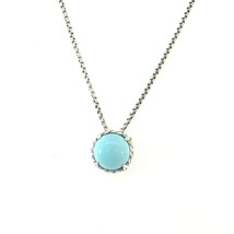 David Yurman Turquoise Pendant Necklace 17&quot; Sterling Silver Estate DY689 - €211,03 EUR