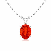 ANGARA 8x6mm Natural Fire Opal Solitaire Pendant Necklace in Silver for Women - £207.84 GBP+