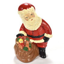 Vintage Santa Claus Toy Candy Sack Christmas Figurine Holiday Decor Ceramic - £27.68 GBP