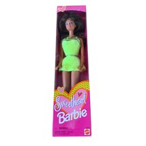 New Sweetheart Barbie Mattel 18610 Brunette Velvet Dress Neon Yellow 199... - $19.79