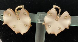 Vintage Coro Gold-Tone and Enamel Leaf Earrings, Clip-On - £9.74 GBP