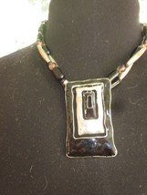 Black And Silver Metal Statement Choker Necklace Pre-Owned - £7.83 GBP