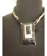 Black And Silver Metal Statement Choker Necklace Pre-Owned - £7.91 GBP