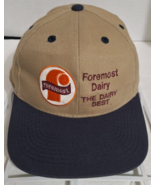 Foremost Milk Logo Cap Hat Brown With Blue Bill Baseball Cap Retro Vinta... - $18.43