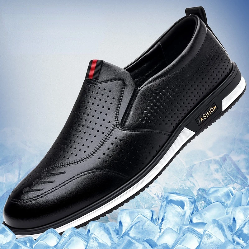 Athable holes men s shoes 2023 summer new male sandals genuine leather business loafers thumb200