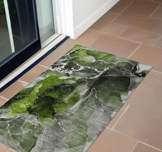 2&#39; X 3&#39; Green Abstract Washable Non Skid Indoor Outdoor Area Rug - $1,136.07 MXN