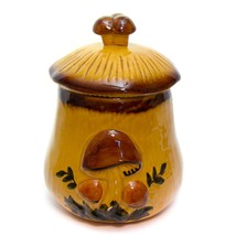 Vintage Ceramic Brown Mushroom Cookie Jar Canister 1970&#39;s Beige 10&quot; - £27.59 GBP