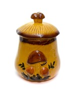 Vintage Ceramic Brown Mushroom Cookie Jar Canister 1970&#39;s Beige 10&quot; - £27.66 GBP