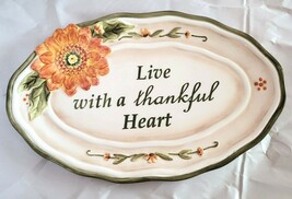Fitz And Floyd Hand Painted LIVE WITH A THANKFUL HEART Small Platter or ... - $307.68 MXN