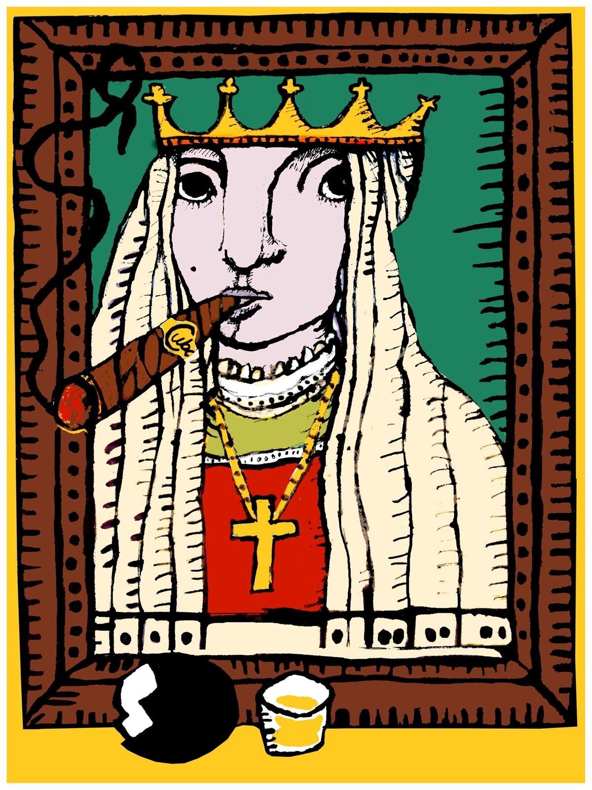 1946.Religious queen smokes cuban cigar painting vintage Poster.Decorative Art. - $16.20 - $54.00