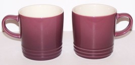 Lovely Pair Of Le Creuset Stoneware Purple 12 Ounce 3 5/8&quot; COFFEE/TEA Mugs - £24.36 GBP