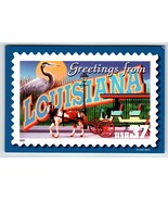 Greetings From Louisiana Large Letter Chrome Postcard USPS 2001 Horse Bu... - $7.65