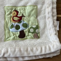 Lambs &amp; Ivy Light Beige Baby Fleece Blanket Bird Mushroom 29”x39” 2015 - £19.69 GBP