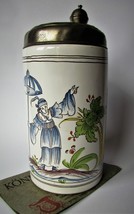 Vintage German mug 1.0 l. HAND-PAINTED, with lid - H-23.5 cm. W-1180 gr. - $34.99