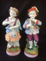 antique 1800&#39;s french porcelain matching pair boy and girl - £118.73 GBP